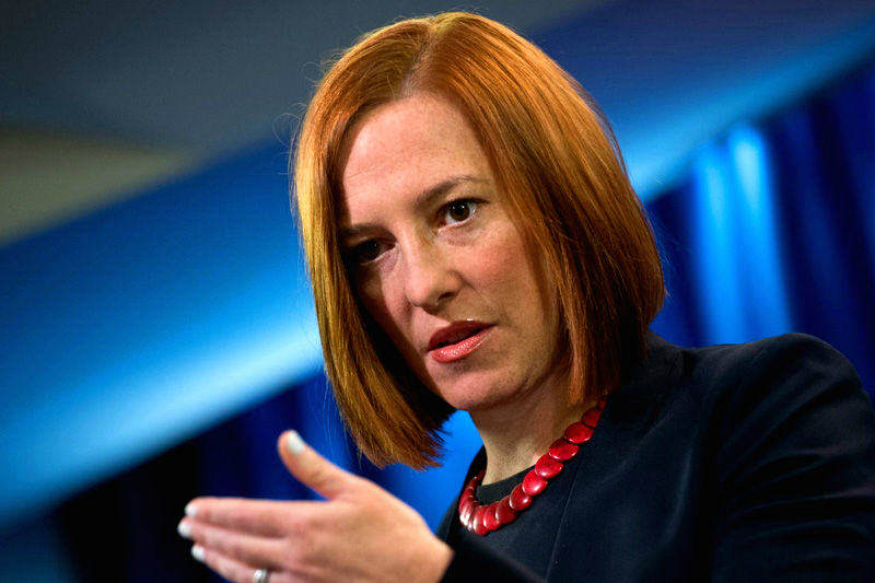 Vocera del Departamento de Estado de Estados Unidos Jen Psaki 