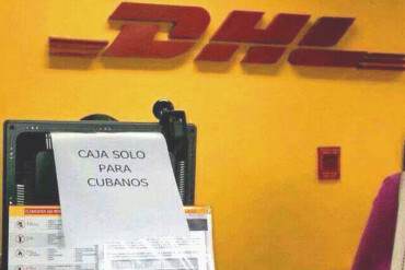 ¡INSÓLITO! Venezolanos hacen cola en DHL y cubanos con taquilla preferencial» (Foto)