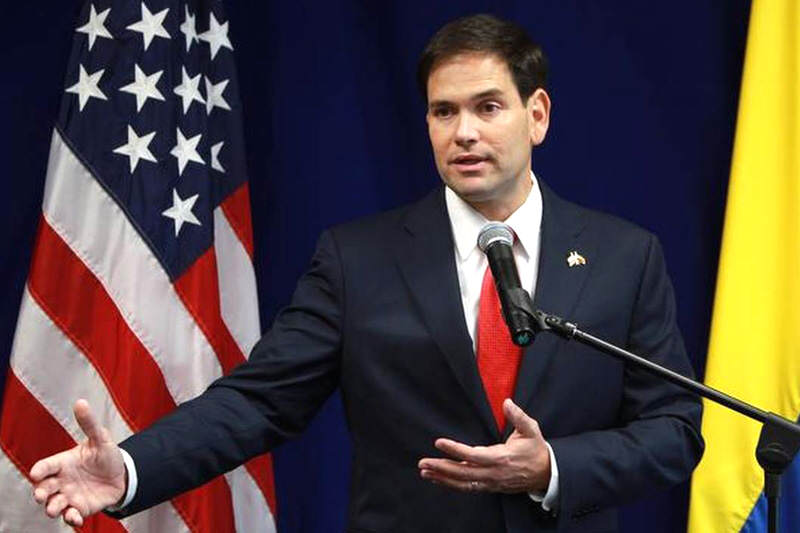 Senador republicano Marco Rubio durante una rueda de prensa