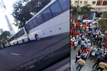 ¡MUCHO BUS Y POCA GENTE! Marcha el chavismo contra sanciones de EE.UU… ¿Quemarán sus visas?