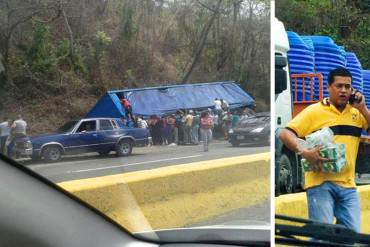 ¡LA HAMBRUNA EN LA CALLE! Saquean camión de atún en Autopista Regional del Centro #25A