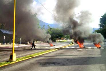 ¡URGENTE! Encapuchados bloquean paso a la ULA en Mérida (y la policía como si nada)