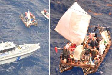 ¡HUÍAN DE LA FELICIDAD! Rescatan a 18 cubanos en una balsa hundiéndose por las islas Caimán