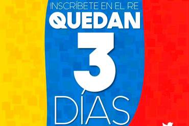 ¿QUÉ ESPERAS? Quedan solo 3 días para inscribirse en el RE, tu voto sí hace diferencia, ¡VAMOS!