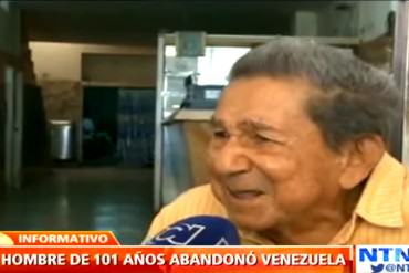 ¡EN VIDEO! Anciano de 101 años abandona Venezuela y se las canta a Nicolás: «Que entregue»