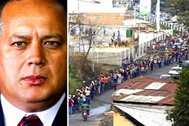 ¡LA BURLA ES TOTAL E INFINITA! Diosdado Cabello: El pueblo no se pone bravo por hacer colas