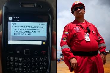 ¡RÉGIMEN DESESPERADO! Trabajadores de PDVSA reciben acosador e intimidante mensaje de texto