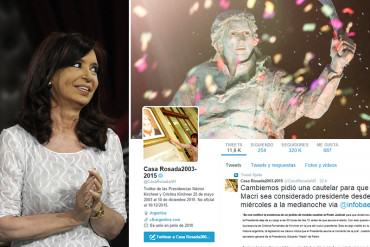 ¡ANDA PICADA! Cristina Fernández no quiere entregar ni la cuenta de Twitter de la Casa Rosada