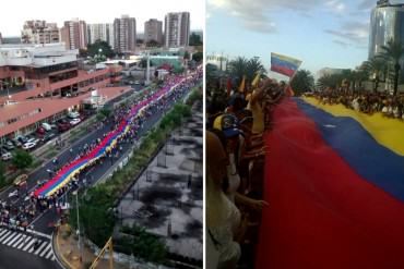 ¡HERMOSO! Gigantesco tricolor recorrió Ciudad Guayana en festejo por el cambio político (+VIDEO)