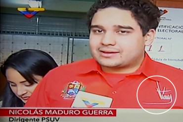 ¡PISOTEAN LA LEY! Hijo de Nicolás Maduro violó la ley al votar con una camisa alusiva a Chávez
