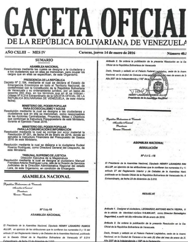 gaceta decreto estado de emergencia economica