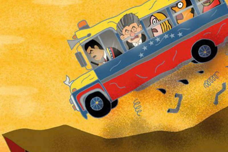 En la caricatura de The Economist Nicolás Maduro maneja un autobús, en el que el presidente de AN Henry Ramos Allup viaja como primer pasajero / Créditos: The Economist