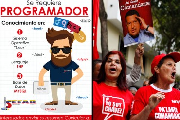 ¡DE LO MÁS DEMOCRÁTICO E INCLUSIVO! Sefar busca programador, pero TIENE que ser chavista