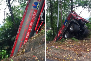 ¡POR EL BARRANCO, COMO EL PAÍS! La imagen de una gandola de PDVSA que se fue por un precipicio