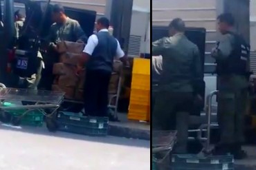 ¡POR BULTO Y SIN COLA! Así pillaron a estos Guardias Nacionales «comprando» alimentos (+Video)