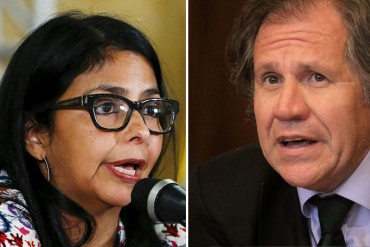 ¡VOLÓ LOS TAPONES! Delcy Rodríguez llama a Luis Almagro «cobarde» y le prohíbe hablar de Venezuela