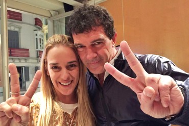 ¡FOTO DEL DÍA! Antonio Banderas pidió por la libertad de Leopoldo López junto a Lilian Tintori