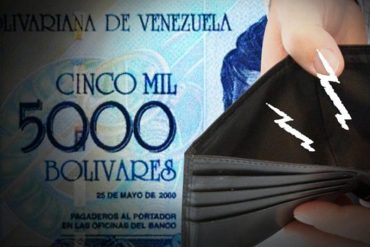 ¡ECONOMÍA EN PICADA! Se requieren billetes de Bs. 5.000 para paliar la inflación en Venezuela