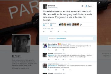 ¡SUSTO! «El Picure» resucita en Twitter y dice que escapó de la morgue: «Pregunten por mi cuerpo»