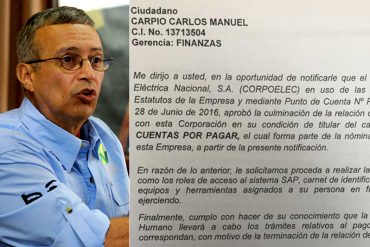 ¡SIGUIENDO ÓRDENES! Motta Domínguez despidió a trabajadores de Corpoelec por firmar (+Imagen)