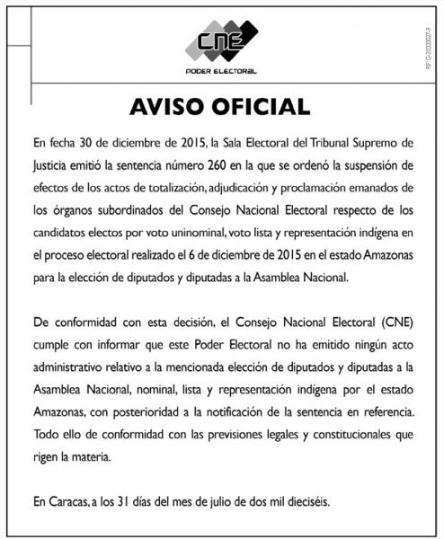 cne aviso diputados