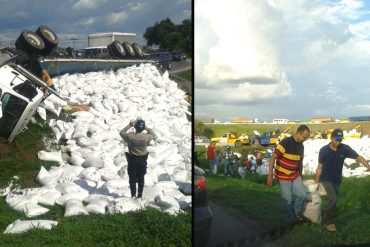 ¡DESESPERO A TRES TABLAS! En Carabobo saquearon gandola que cargaba urea (un fertilizante que ni se come)