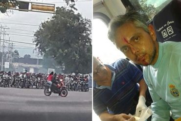 ¡DESATADOS! Colectivos trancan vía en Aragua y agreden con palos y patadas a manifestantes (+Videos)