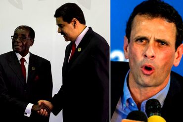 ¡PAR DE «IMPRESENTABLES»! Capriles barrió el piso con Maduro por su encuentro con Mugabe