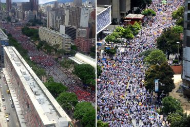 ¡VÉALO USTED MISMO! La comparación entre la marcha «escuálida» chavista y la «Toma de Caracas»