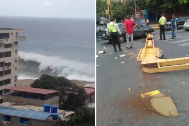 ¡IMPACTANTE! Fuerte oleaje y semáforos caídos en La Guaira por paso de Matthew (Fotos+Videos)