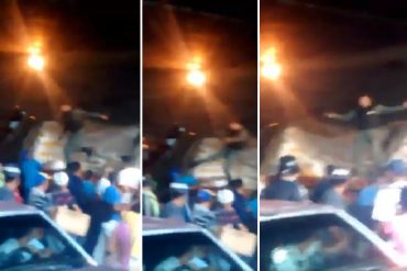 ¡MÍRALO! Guardia reparte patadas para dispersar a quienes saqueaban el camión de azúcar (+Video)