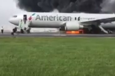 ¡SORPRENDENTE! Impactantes videos del incendio del avión de American Airlines