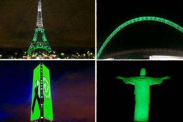 ¡HERMOSO! Estadios, edificios y monumentos se vistieron de verde en honor al Chapecoense (Fotos)