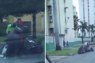 ¡ASÍ ESTAMOS! La crisis llevó a estos trabajadores “rojitos” a buscar comida en la basura (+Video)