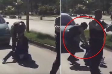 ¡SALVAJES! Policía de Maneiro agredió a una mujer para quitarle unos sacos de cemento (+Video)