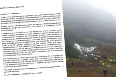 ¡DESGARRADOR! La controladora aérea del vuelo del Chapecoense rompió el silencio con una carta