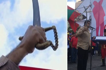 ¡GRAN IRRESPETO! Maduro empuña el sable ORIGINAL del Libertador en concentración chavista (+Fotos)