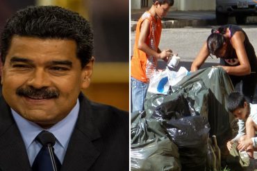 ¡INDIGNANTE! Mientras Maduro habla tonterías en cadena, hay familias enteras buscando comida en la basura