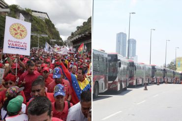 ¿PRIORITARIO? Gobierno usó los Metrobuses para trasladar a chavistas a su concentración (+Video)