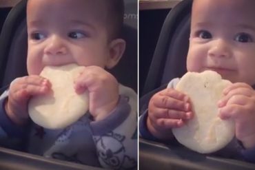 ¡QUÉ TERNURA! Así reaccionó el bebé de Nacho al probar una arepa por primera vez (+Foto +Video)