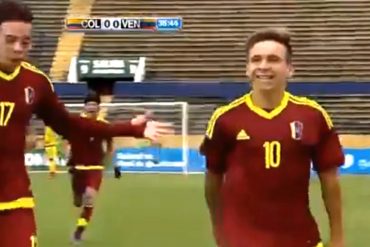 ¡GRANDE! Con este golazo de Yeferson Soteldo la vinotinto Sub20 empató con Colombia (1-1) (+Video)