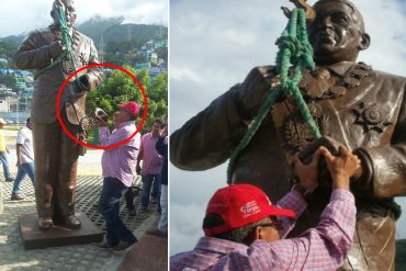 ¡CHISTE DEL DÍA! Ya García Carneiro le rompió la mano a la estatua gigante de Chávez que colocó en Vargas