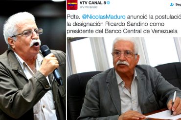 ¡FAIL! VTV se equivocó con el apellido del nuevo presidente del BCV y posicionó en Twitter “Ricardo Sandino”