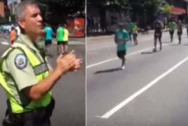 ¡PURA BUENA VIBRA! Conoce al genial policía que animó hasta la meta a los atletas en el Maratón CAF (+Video)