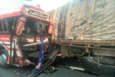 ¡QUÉ HORROR! Fuerte choque de un bus contra una gandola terminó con 5 heridos en Carabobo