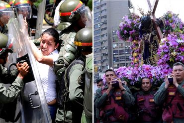 ¿ASÍ PIDEN PERDÓN? Muy raros estos militares: de noche reprimen, de día cargan al Nazareno