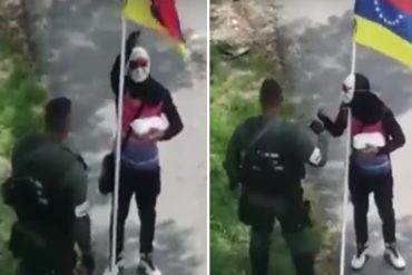 ¡VER PARA CREER! En San Diego, GNB compartió unas arepas con unos manifestantes (+Video)