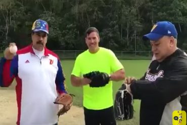 ¡DIRECTO DESDE NARNIA! El país se cae a pedazos y Maduro muy feliz jugando béisbol con Winston y Diosdi (Video)