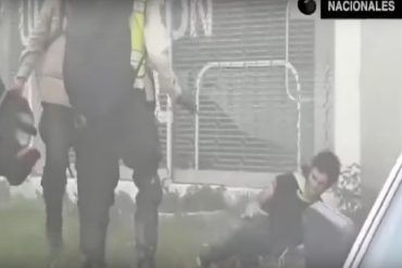 ¡ESBIRROS Y LADRONES! PNB agrede a joven manifestante en Las Mercedes y se lleva sus pertenencias (+Video)