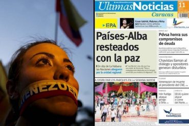 ¡QUÉ VERGÜENZA! La bochornosa portada de Últimas Noticias de este #11A (represión contra protesta no existió)